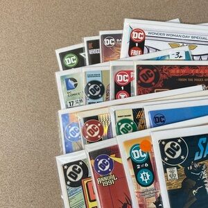 DC Comics Assorted Covers with Red, Blue, and Black Accents